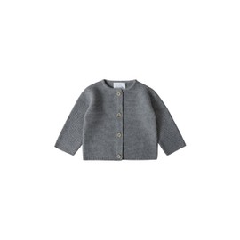 Stellou & friends Cardigan for Baby and Toddler with Buttons in Wood Look, Girls and Boys, High-Quality Clothing Made of 100% Cotton, Perfect for Autumn and Winter, Oeko-Tex Certified, darkgray