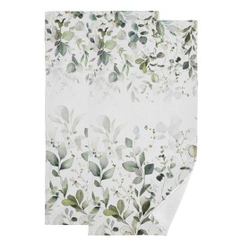 HUAZHIKOU Green Eucalyptus Hand Towels for Bathroom Set of 2 Vintage Watercolor Leaf Plant Floral Face Towels Microfiber Leaves Kitchen Towels Decorative Bathroom Towels for Shower Guest 14" x 28"