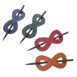 Beavorty Pu Leather Hair Barrette Stick 4 Pack Styling Pins Hair Holder for Women Ponytail Holder Hair Dec