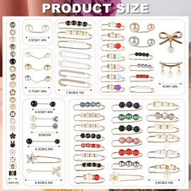 Charms for Socks Safety Pin Brooch, 75Pcs Sock Charms Pins, Junk Gold Bling Sock Jewelry Charms, Brooch Pins Button Pins for Socks, Rhinestone Pearl Brooch Pins Charms Bulk for Women Shoes Hat Clothes