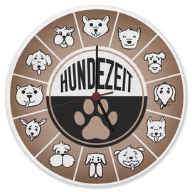 speecheese Dog Time with Funny Dogs Wall Clock Made of Aluminium Funny Clock for Dog Owners and Dog Friends as Decoration for Your Living Room If You Love the Furry Four-Legged Friends
