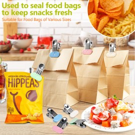 Stainless Steel Chip Clips, 16 Pack Chip Clips Bag Clips Food Clips, Upgrade Wide Heavy Duty Bag Clips with Vinyl Covered, Bag Clips for Food, Office Kitchen Home Usage