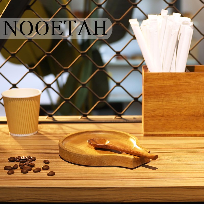 Acacia Wood Spoon Rest, Wooden Spoon Holder With Non Slip