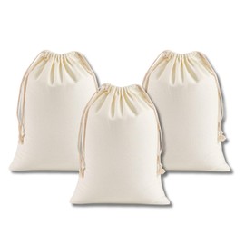 Canvas Drawstring Bags, Plain, 11.8 x 15.7 inches (30 x 40 cm), Large, Thick, Storage, Gift, Durable, Washable, Set of 3 / 6