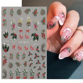 4Pcs Christmas Nail Art Stickers 5D Embossed Nail Decals Winter Christmas Tree Elk Snowflake Nail Art Design Self Adhesive Nail Supplies for Women DIY New Year Xmas Holiday Nail Decoration Accessories