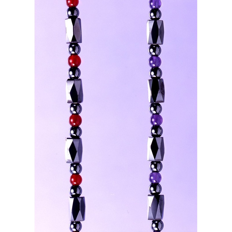 ハイリッチ パワーストーンアクセサリー ブラック 50cm ファッショナブル磁気ネックレス(ガーネット、アメジスト) 2個セット