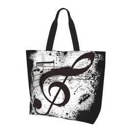 GVGOAGL Musical Music Notes Tote Bag For Women, Large Waterproof Shoulder Bags Big Foldable Reusable Grocery Handbag For Travel Shopping Gym Sport Picnic Work Beach