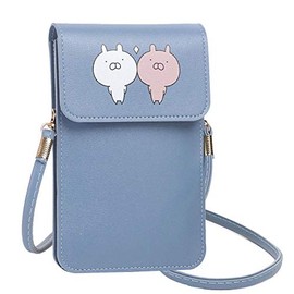 Cross Body Phone Bag, Cute PU Leather Cellphone Bag with Screen Touch Clear Window Crossbody Purse for Phone Keys Money Cards (Blue)