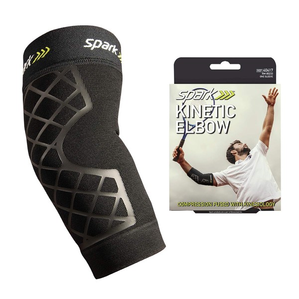 Spark Kinetic Elbow Sleeve, Size Large – Provides Enhanced Support with Embedded Kinesiology Tape –Made with Moisture-Wicking Material – Designed for Use While Golfing, Tennis, Basketball, & More