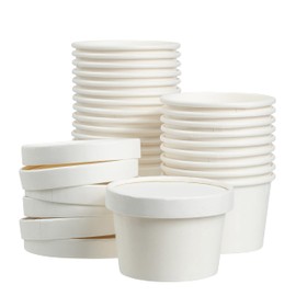 ESKAY PRODUCTS Soup – Ice Cream Containers w/Lids – Packed 250 Cups/Lids Per Bag, Sturdy and Disposable, 8 oz. White