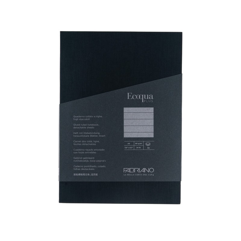 Fabriano Ecoqua Plus Glue-Bound Notebook, 5.8" x 8.3", A5, Lined,