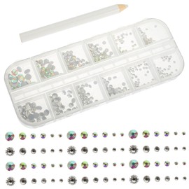 TOVINANNA Nail Rhinestones Compartment Glass Flatback Charms with Dotting Pen Durable Crafting Gems for Nail Art Face Body Decoration DIY Projects and Manicure Supplies