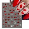 Valentines Heart Nail Stickers - 6 Sheets 3D Self Adhesive