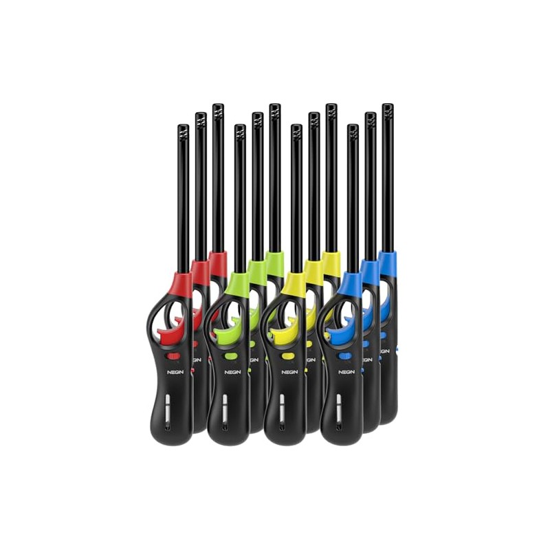 NEON Lighter, Refillable Butane Candle Lighter, 12 Pack Multi-Purpose Reusable