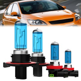 LECCIBUB Headlight Bulbs Compatible With Ford Focus 2008-2011, 9008/H13 High Low Beam + H11/H8/H9 Fog Lights Halogen Light Bulb Combo, Super Bright 6000K White, Plug and Play, Pack of 4