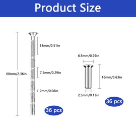 HOMEJOY 36 Pcs M3 Door Handle Screws Handle Fixing Screws and Sleeves Male to Female Connecting Bolts Adjustable Length Screw for Roses Knobs Door Handles Escutcheons
