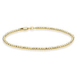 Miabella 925 Sterling Silver or 18Kt Yellow Gold Over Silver Diamond-Cut 2.5mm Bead Ball Chain Bracelet for Women, Made in Italy (yellow-gold-plated-silver, Length 7 Inches)