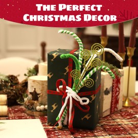 6pc Green & White Candy Picks, 12in Christmas Tree Decorations for Wreaths, DIY Crafts, & Vase Fillers - Festive Xmas Ornaments & Party Supplies