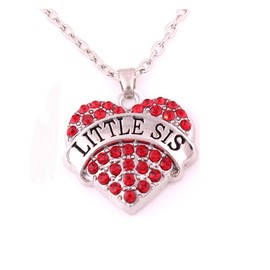 Charm.L Grace Crystal Heart Necklaces Set Mom Big Sis Middle Lil Sister, Metal