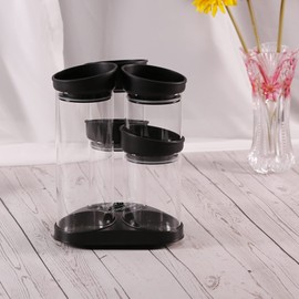 JT Glass Borosilicate Glass Storage Jar Set of 5 Canister Container with Silicone Lid and Turntable For Food Noodles Flour Cereal Rice Sugar Tea Coffee Beans