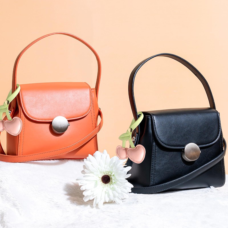 Andibro Cherry Bag Charm, Cute PU Cherry Key Ring, Bag