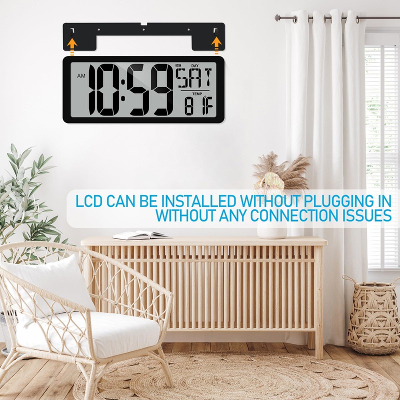 TXL 14.2"" Large Digital Wall Clock Battery Operated, Digital Clock
