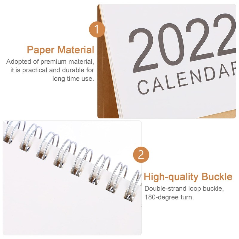 Operitacx 2022 Simple Desk Calendar Minimalist Tabletop Agenda Organizer for