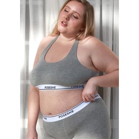 POSESHE Women's Bralettes Bras, Regular & Plus Size Ladies Everyday Bras, Sustainable Modal Seamless Bralettes, Grey,2X