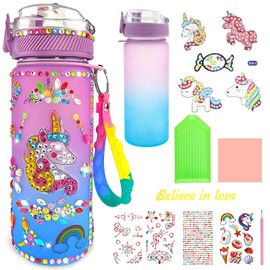Decorate Your Own Water Bottle Kits for Girls Age 4-6-8-10, Colorful Water Bottles Toys with Stickers, Fun DIY Arts and Crafts for Kids Christmas Birthday Gifts (Unicorn)