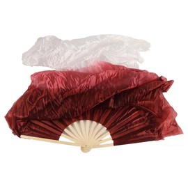 Huba 1 Pair Women Belly Fan Veils, Faux Silk Dance Fan Long Veil, for Stage Performance Worship Festival (Left Right)
