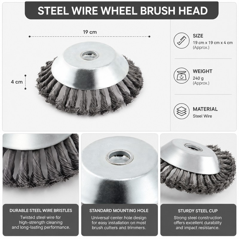 Steel Wire Weed Brush Trimmer Head for Garden Cleanup –