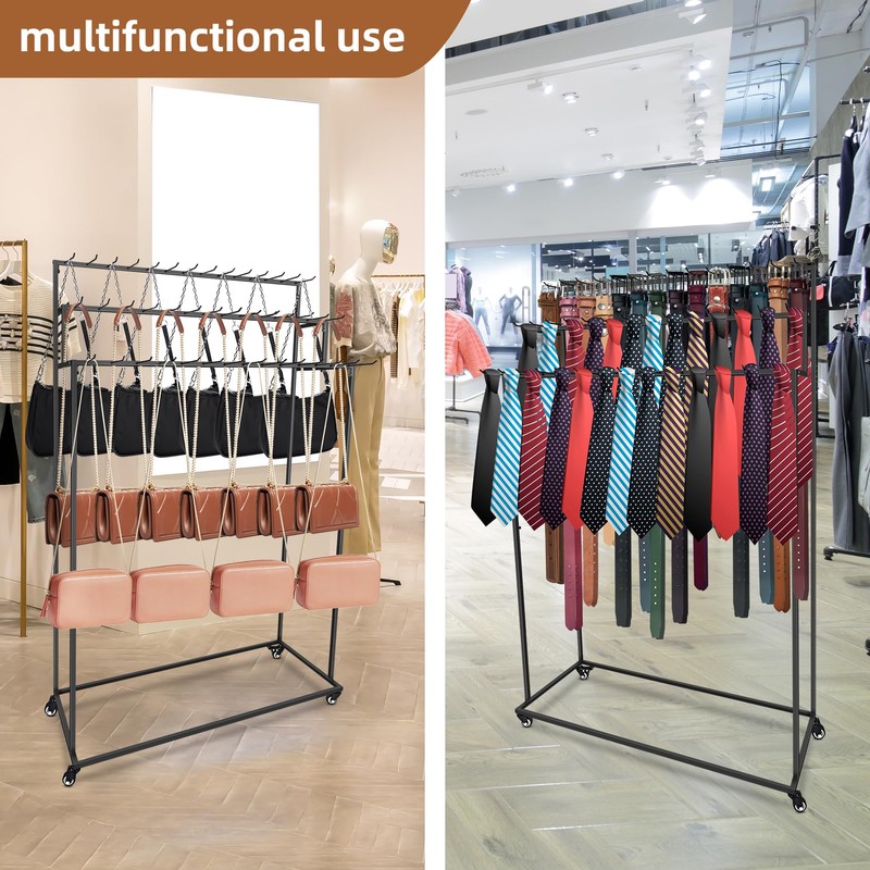 MikaYYeaga Belt Rack, 3-Tier Belt Organizer with 42 Hooks &