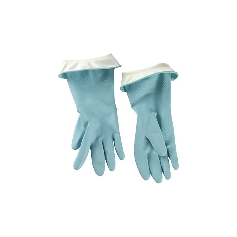 Casabella Large Aqua Cleaning Gloves with Double Cuff Flocked Cotton