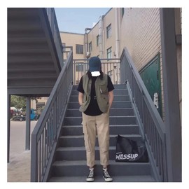 ZhangSong Men's Sleeveless Vest, Outdoor Trend Jacket, Fashion, Handsome, Casual Vest, Travel, Climbing, Commuting, Spring and Summer, Black