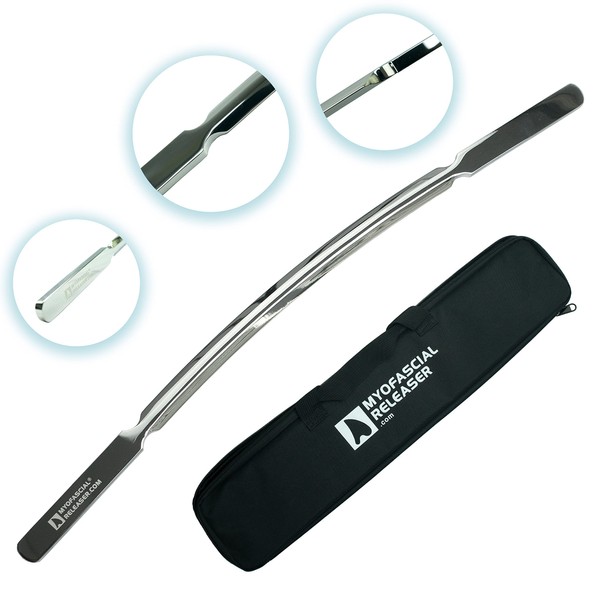 Myofascial Releaser Crescent Bar - Stainless Steel Massage Stick for IASTM and Deep Tissue Muscle Therapy