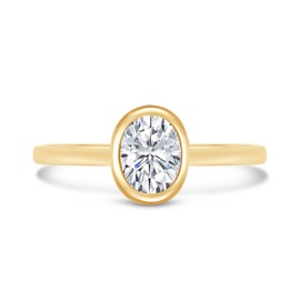 SAVEARTH DIAMONDS 5x7MM Oval Lab Created Moissanite Diamond Solitaire Engagement Ring In 14K Yellow Gold Over 925 Sterling Silver Jewelry (VVS1 Clarity, 0.75 Cttw) Size - 6