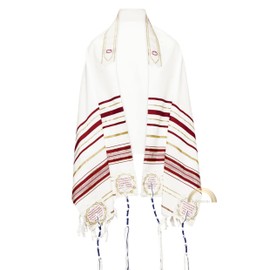 3 ARCHES USA, The Blood Of Yeshua The Messiah,Prayer Shawl from Israel Messianic Tallit Prayer Shawl- Red 72"x 22" Jewish Prayer Shawl with Bag, Scripture Corners & Hebrew Prayer