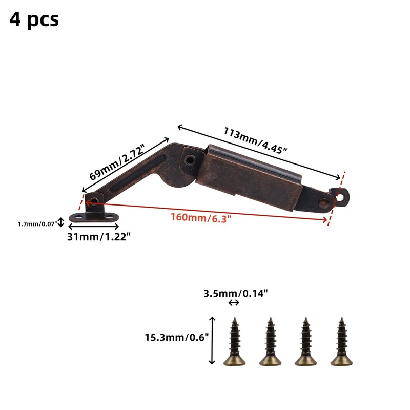 T Tulead 2 Pair Lid Support Hinge, Heavy Duty Spring