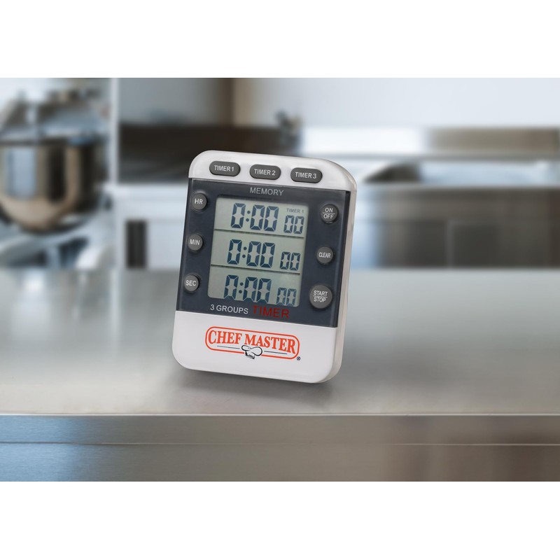 3-Channel Digital Timer by Chef Master, Triple Channel Count Up/Down