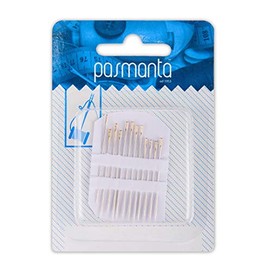 Pro Easy-Threading Self-Threading Needles, 12 V-Shaped Eye Needles, Assorted Sizes, Quality Sewing Accessories, by Pasmanta Since 1953