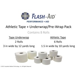 Athletic Tape + Underwrap (Contains 6 Rolls of Athletic Tape + 2 Rolls of Foam underwrap)