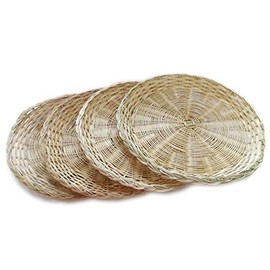 ZHONGER BHO Hand Weave Bamboo Paper Plate Holder 9in Set of 4 for Picnic Home Party and Daily Dinning