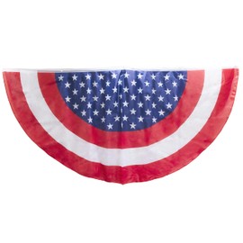 Iconikal July 4th American Flag Banner Bunting Half Fan Patriotic Porch Garland Decoration 8 x 4 Feet