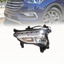 YINZINR LED Fog Lights Front Fog Lamps w/DRL Fits for 2017-2018 Hyundai Santa Fe Sport # Replace Number HY2592164,HY2593164 (Left Driver Side)