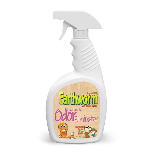 Earthworm Household Odor Eliminator - Natural Enzymes, Safer for Family, Environmentally Responsible, Fragrance Free Spray - 22 oz