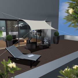 AMANKA 98% UV Protection: 2 x 3 Sun Sail, Waterproof, Rectangular, Sun Protection for Balcony, Patio Roof, Privacy Screen, Garden, Sun Canopy, Pergola, Pool, Trampoline, Caravan, Sun Protection,