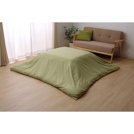 Ikehiko Corporation #5005409 Kotatsu Futon Cover, Square Shape, Approx. 76.8 x 76.8 inches (195 x 195 cm), Green, Solid Color, Zipper