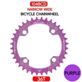 QIAMNI 104 BCD 32T 34T 36T 38T Narrow Wide Single Chain Ring with 4 Pieces Sprocket Bolts for Road Bikes, Mountain Bikes, BMX MTB Bike (Purple, 36T)