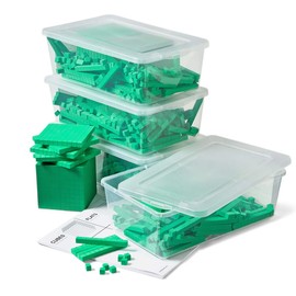 hand2mind Green Foam Base Ten Blocks Complete Set, Place Value Blocks, Counting Cubes, Base 10 Math Manipulatives, Teacher Supplies for Math Classroom, Montessori Math Materials (Set of 644)