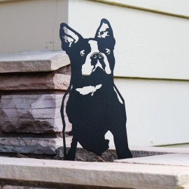 My Metal Rescue Boston Terrier Black Metal Dog Silhouette - 14.5